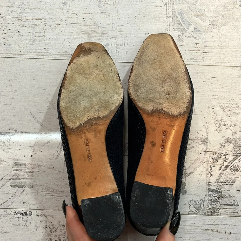 Vintage Salvatore Ferragamo Navy Pebble Suede Heels Size 6